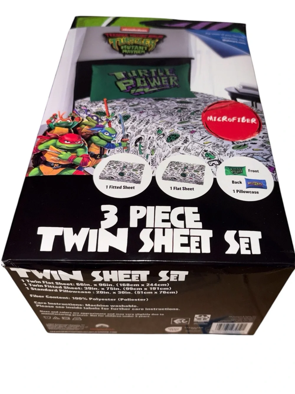 Teenage Mutant Ninja Turtles Kids 3-Piece Twin Sheet Set,Microfiber, Nickelodeon